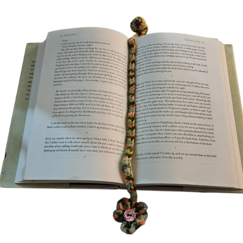 Handmade Bookmark Crochet Purse Charm Floral multicolor Zipper pull Bohemian